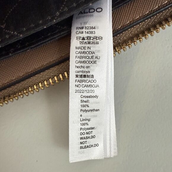 ALDO Brown Faux Leather Small Crossbody Bag Purse Handbag Adjustable Strap - Picture 6 of 11